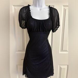 Dollskill Current Mood Black Sheer Long Sleeve Dress